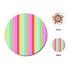 Pastel Rainbow Sorbet Deck Chair Stripes Playing Cards (round) by PodArtist