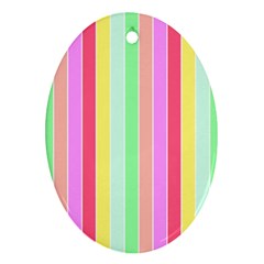 Pastel Rainbow Sorbet Deck Chair Stripes Oval Ornament (two Sides) by PodArtist