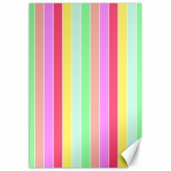 Pastel Rainbow Sorbet Deck Chair Stripes Canvas 12  X 18  by PodArtist