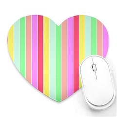 Pastel Rainbow Sorbet Deck Chair Stripes Heart Mousepads by PodArtist