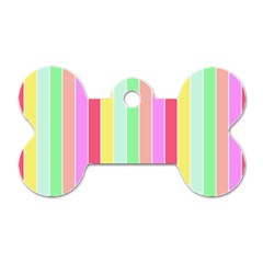 Pastel Rainbow Sorbet Deck Chair Stripes Dog Tag Bone (one Side) by PodArtist