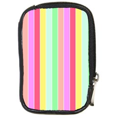 Pastel Rainbow Sorbet Deck Chair Stripes Compact Camera Leather Case by PodArtist