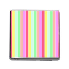 Pastel Rainbow Sorbet Deck Chair Stripes Memory Card Reader (square 5 Slot) by PodArtist