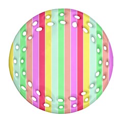 Pastel Rainbow Sorbet Deck Chair Stripes Ornament (round Filigree) by PodArtist