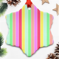 Pastel Rainbow Sorbet Deck Chair Stripes Ornament (snowflake) by PodArtist