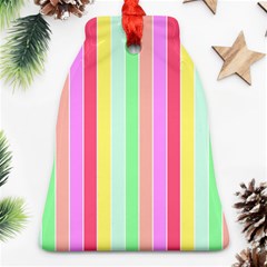 Pastel Rainbow Sorbet Deck Chair Stripes Bell Ornament (two Sides) by PodArtist