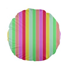 Pastel Rainbow Sorbet Deck Chair Stripes Standard 15  Premium Round Cushions by PodArtist