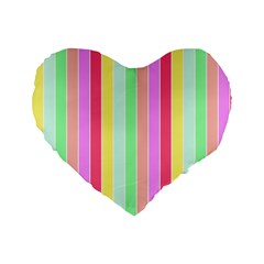 Pastel Rainbow Sorbet Deck Chair Stripes Standard 16  Premium Heart Shape Cushions by PodArtist