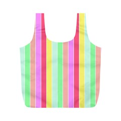 Pastel Rainbow Sorbet Deck Chair Stripes Full Print Recycle Bag (m) by PodArtist