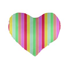 Pastel Rainbow Sorbet Deck Chair Stripes Standard 16  Premium Flano Heart Shape Cushions by PodArtist