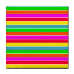 Neon Hawaiian Rainbow Horizontal Deck Chair Stripes Tile Coasters by PodArtist