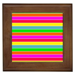 Neon Hawaiian Rainbow Horizontal Deck Chair Stripes Framed Tiles by PodArtist