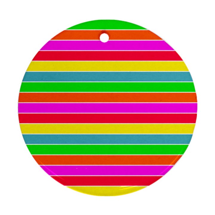 Neon Hawaiian Rainbow Horizontal Deck Chair Stripes Ornament (Round)