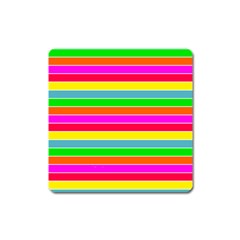 Neon Hawaiian Rainbow Horizontal Deck Chair Stripes Square Magnet by PodArtist