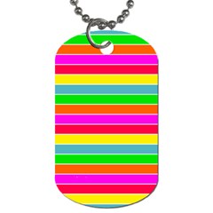 Neon Hawaiian Rainbow Horizontal Deck Chair Stripes Dog Tag (one Side) by PodArtist