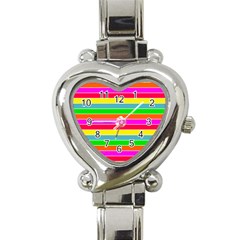 Neon Hawaiian Rainbow Horizontal Deck Chair Stripes Heart Italian Charm Watch by PodArtist