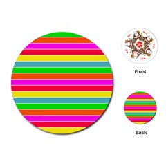 Neon Hawaiian Rainbow Horizontal Deck Chair Stripes Playing Cards (round) by PodArtist