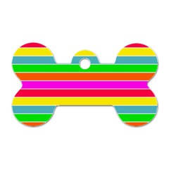 Neon Hawaiian Rainbow Horizontal Deck Chair Stripes Dog Tag Bone (one Side) by PodArtist