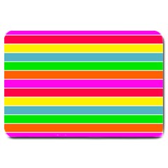 Neon Hawaiian Rainbow Horizontal Deck Chair Stripes Large Doormat  by PodArtist