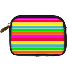 Neon Hawaiian Rainbow Horizontal Deck Chair Stripes Digital Camera Leather Case by PodArtist