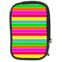 Neon Hawaiian Rainbow Horizontal Deck Chair Stripes Compact Camera Leather Case by PodArtist