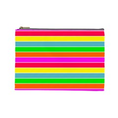 Neon Hawaiian Rainbow Horizontal Deck Chair Stripes Cosmetic Bag (large) by PodArtist