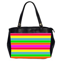 Neon Hawaiian Rainbow Horizontal Deck Chair Stripes Oversize Office Handbag (2 Sides) by PodArtist