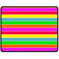 Neon Hawaiian Rainbow Horizontal Deck Chair Stripes Fleece Blanket (medium)  by PodArtist