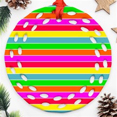 Neon Hawaiian Rainbow Horizontal Deck Chair Stripes Round Filigree Ornament (two Sides) by PodArtist