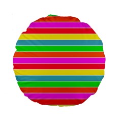 Neon Hawaiian Rainbow Horizontal Deck Chair Stripes Standard 15  Premium Round Cushions by PodArtist