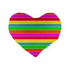 Neon Hawaiian Rainbow Horizontal Deck Chair Stripes Standard 16  Premium Heart Shape Cushions by PodArtist