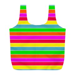 Neon Hawaiian Rainbow Horizontal Deck Chair Stripes Full Print Recycle Bag (l) by PodArtist