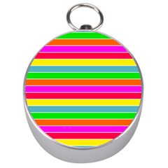 Neon Hawaiian Rainbow Horizontal Deck Chair Stripes Silver Compasses by PodArtist