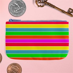 Neon Hawaiian Rainbow Horizontal Deck Chair Stripes Large Coin Purse by PodArtist