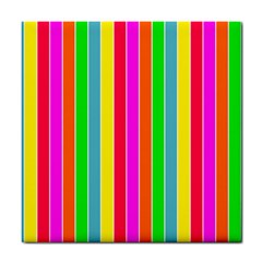 Neon Hawaiian Rainbow Deck Chair Stripes Tile Coasters by PodArtist