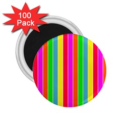 Neon Hawaiian Rainbow Deck Chair Stripes 2 25  Magnets (100 Pack)  by PodArtist