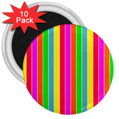 Neon Hawaiian Rainbow Deck Chair Stripes 3  Magnets (10 Pack)  by PodArtist