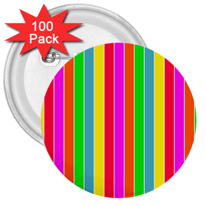 Neon Hawaiian Rainbow Deck Chair Stripes 3  Buttons (100 pack) 