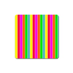 Neon Hawaiian Rainbow Deck Chair Stripes Square Magnet by PodArtist