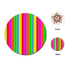 Neon Hawaiian Rainbow Deck Chair Stripes Playing Cards (round) by PodArtist