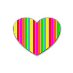 Neon Hawaiian Rainbow Deck Chair Stripes Rubber Coaster (heart)  by PodArtist