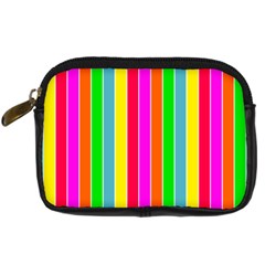 Neon Hawaiian Rainbow Deck Chair Stripes Digital Camera Leather Case by PodArtist