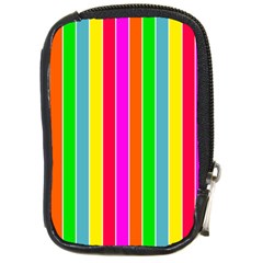 Neon Hawaiian Rainbow Deck Chair Stripes Compact Camera Leather Case by PodArtist