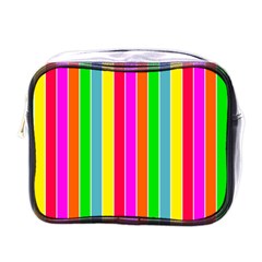 Neon Hawaiian Rainbow Deck Chair Stripes Mini Toiletries Bag (one Side) by PodArtist