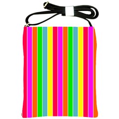 Neon Hawaiian Rainbow Deck Chair Stripes Shoulder Sling Bag by PodArtist