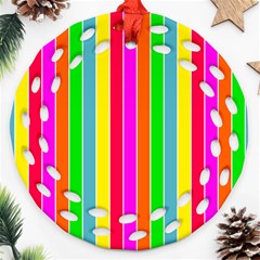 Neon Hawaiian Rainbow Deck Chair Stripes Round Filigree Ornament (two Sides) by PodArtist