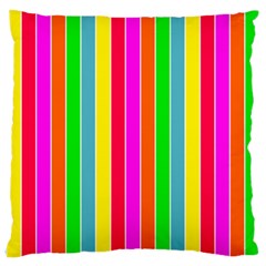 Neon Hawaiian Rainbow Deck Chair Stripes Large Cushion Case (two Sides) by PodArtist