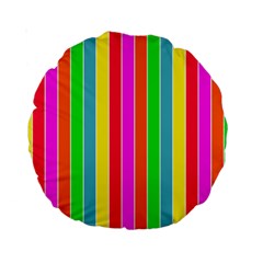 Neon Hawaiian Rainbow Deck Chair Stripes Standard 15  Premium Round Cushions by PodArtist