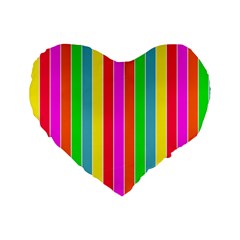 Neon Hawaiian Rainbow Deck Chair Stripes Standard 16  Premium Heart Shape Cushions by PodArtist