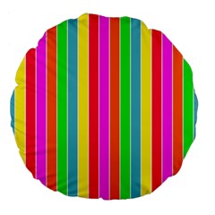 Neon Hawaiian Rainbow Deck Chair Stripes Large 18  Premium Flano Round Cushions by PodArtist